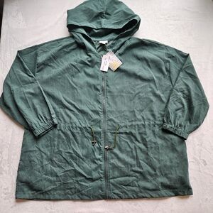 NWT 3XL Lularoe Jackie Jacket Green Hood Full Zip New Lightweight